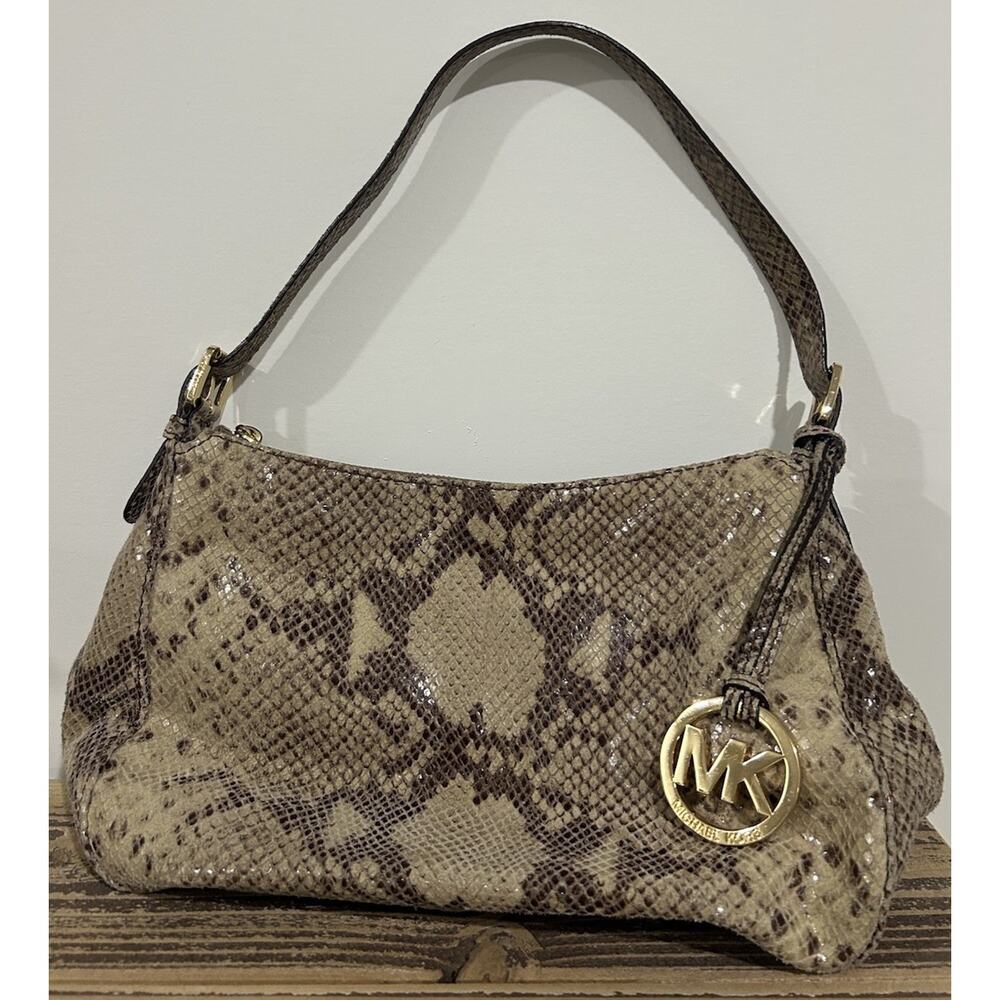 Michael Kors Brown Python Snake Print Bag Gold Ha… - image 1